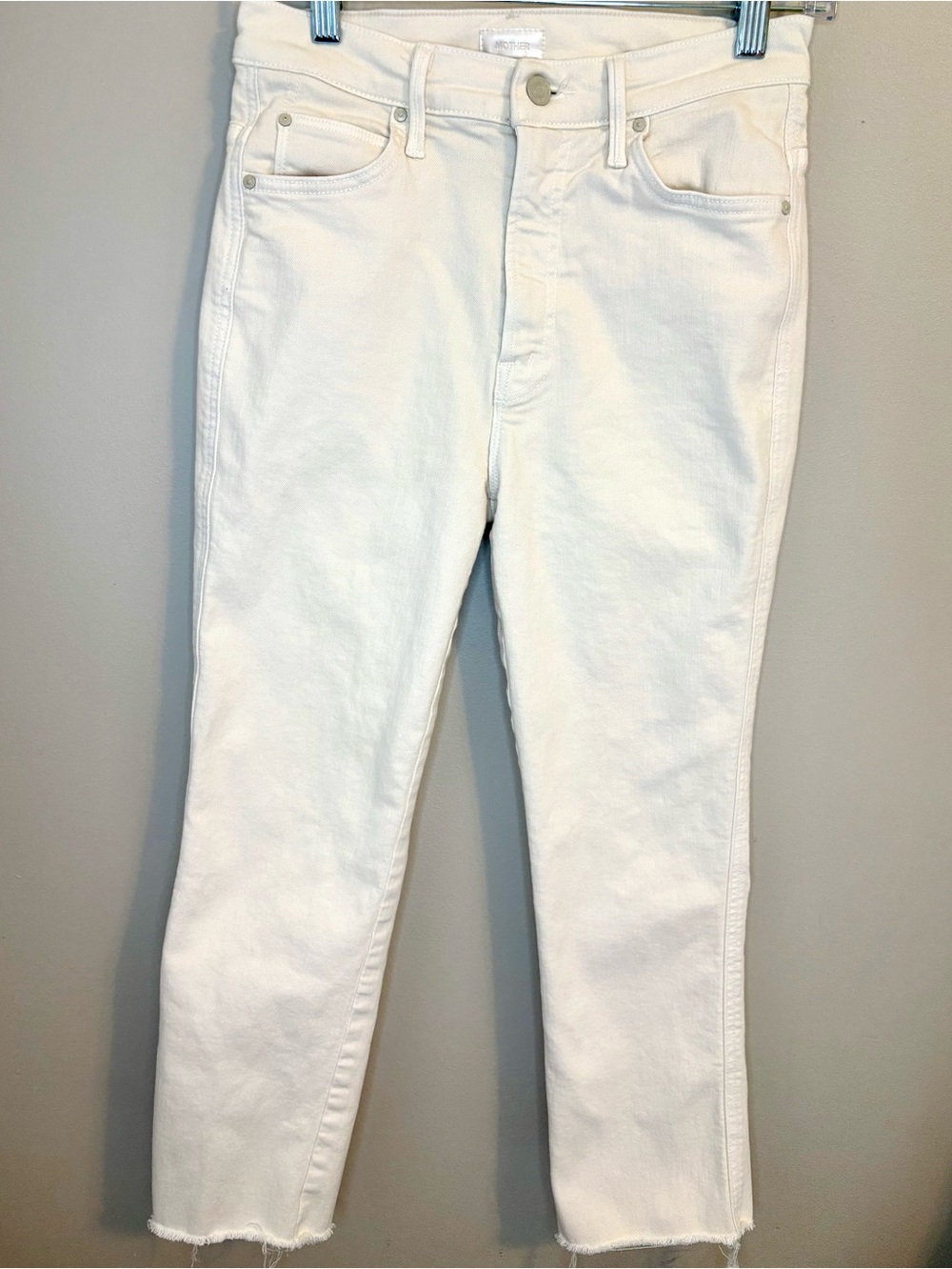 MOTHER Rascal Ankle Fray White High Rise Jeans Women’s Approx 26